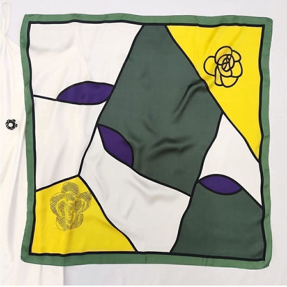 Floral Color Block Silky Scarf - Picture 2 of 5
